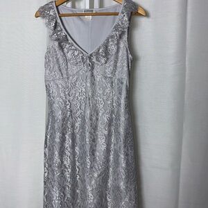 Vintage Georgiou Studio Grey Lace dress Size 10 Romantic , Fairy
